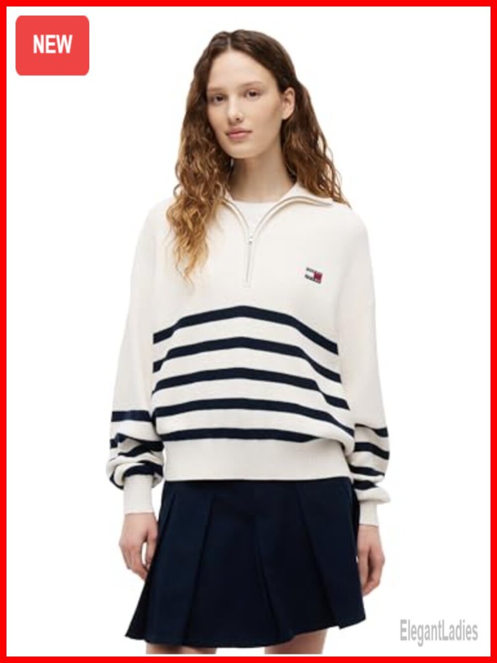 Medium Weight Long Sleeve 1/4 Zip Pullover Sweater with Flag Logo